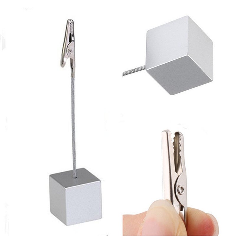 Xiaoyztan Memo Clips Holder,Silver Cube Table Number Holders,Paper Note Clip for Office Home Use, Office Memo Holders, Desk Accessories and Workspace Organizers,Pack of 10 - Image 3